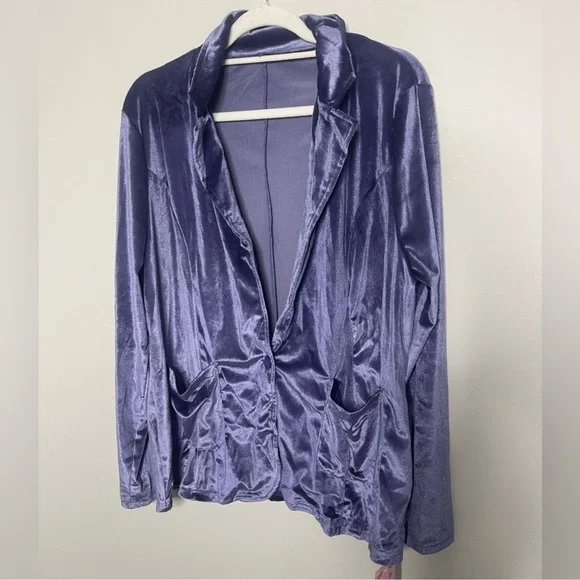 IDOPIP Women's Velvet Blazer Jacket Purple NWT XXL - Picture 3 of 10